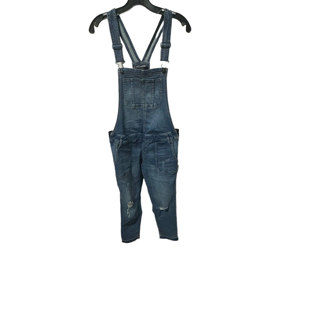 Indigo Blue Maternity Overalls Distressed Size S NWT